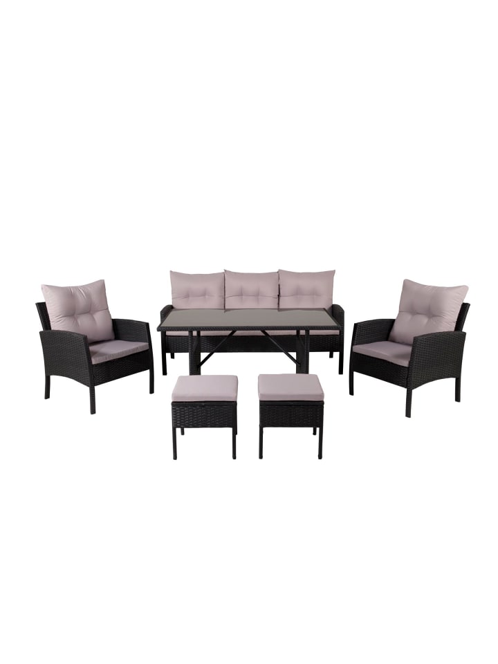 Gartenset Knock 6 Schwarz, grau 120 x 70 cm