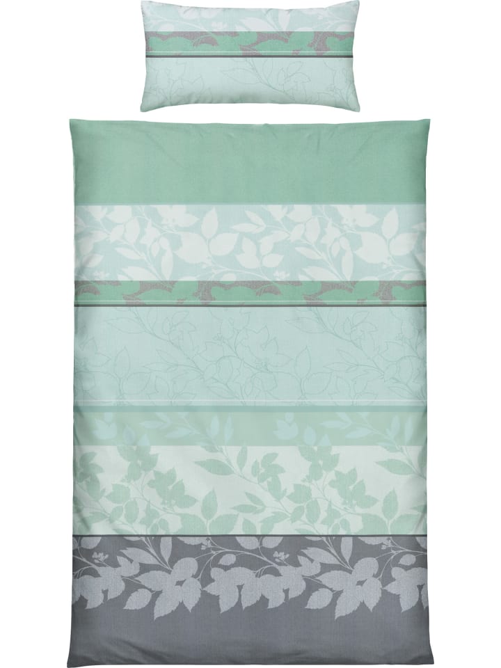 Microfaser Bettwäsche in mint-grau