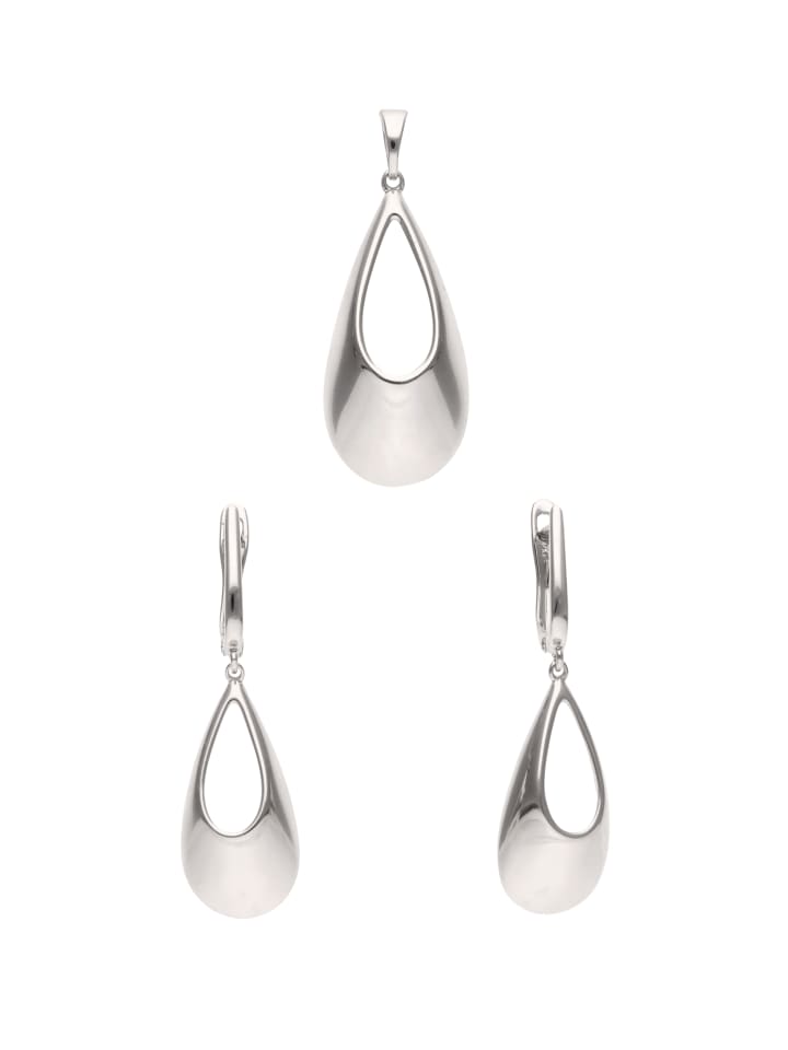 Women Jewelry Set With Earrings And Pendant in Silver