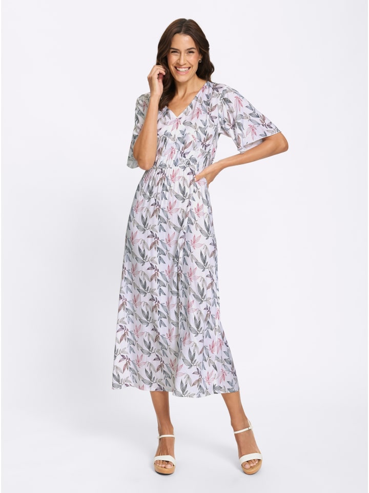 Druck-Kleid in ecru-marine-bedruckt