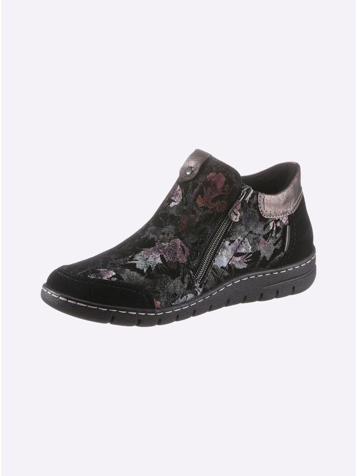 Stiefelette in schwarz-geblümt