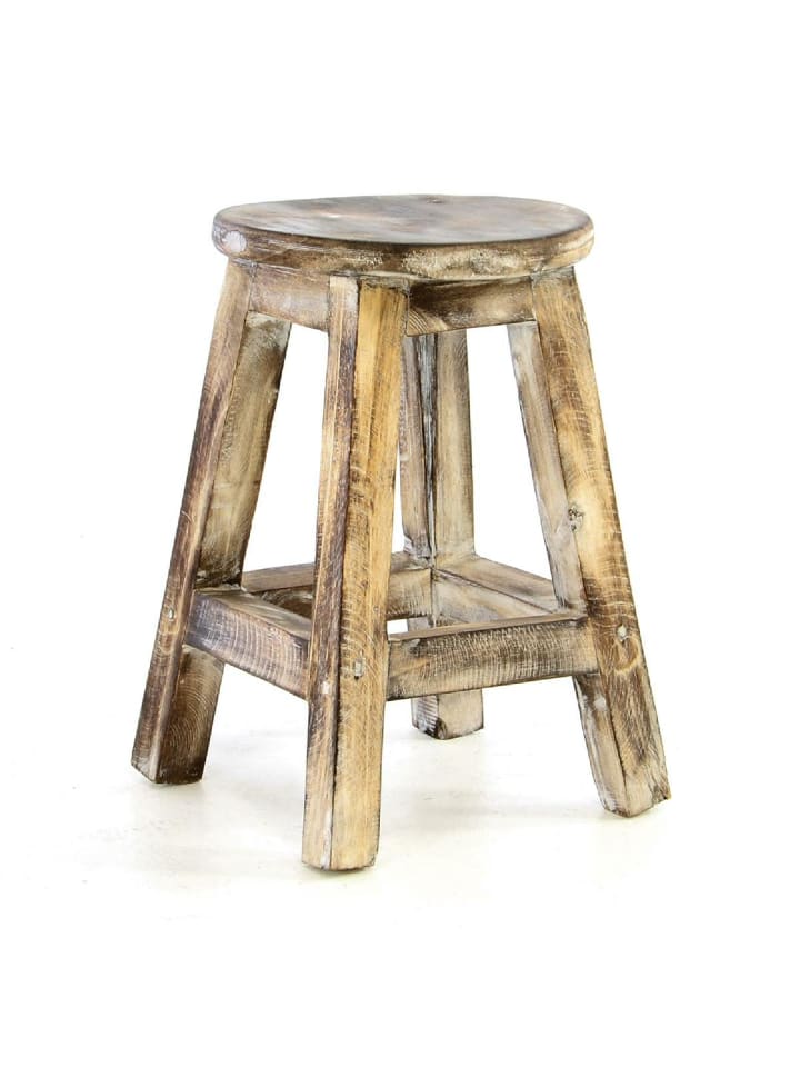Vintage Hocker geflammt 40cm in Braun