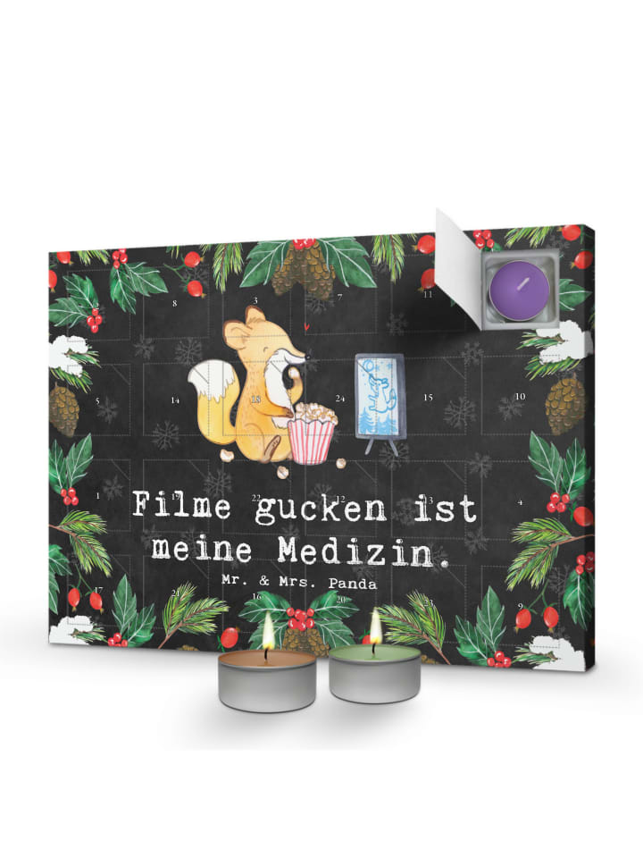 Adventskalender Fuchs Filme gucken mit Spruch in Kreidetafel