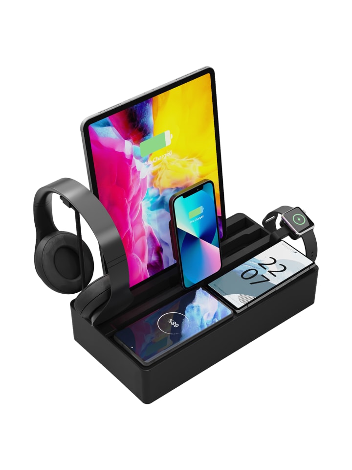 ALLDOCK Pro Max Schwarz 6-Port USB-C Design Ladestation 160W mit Xtra Pack