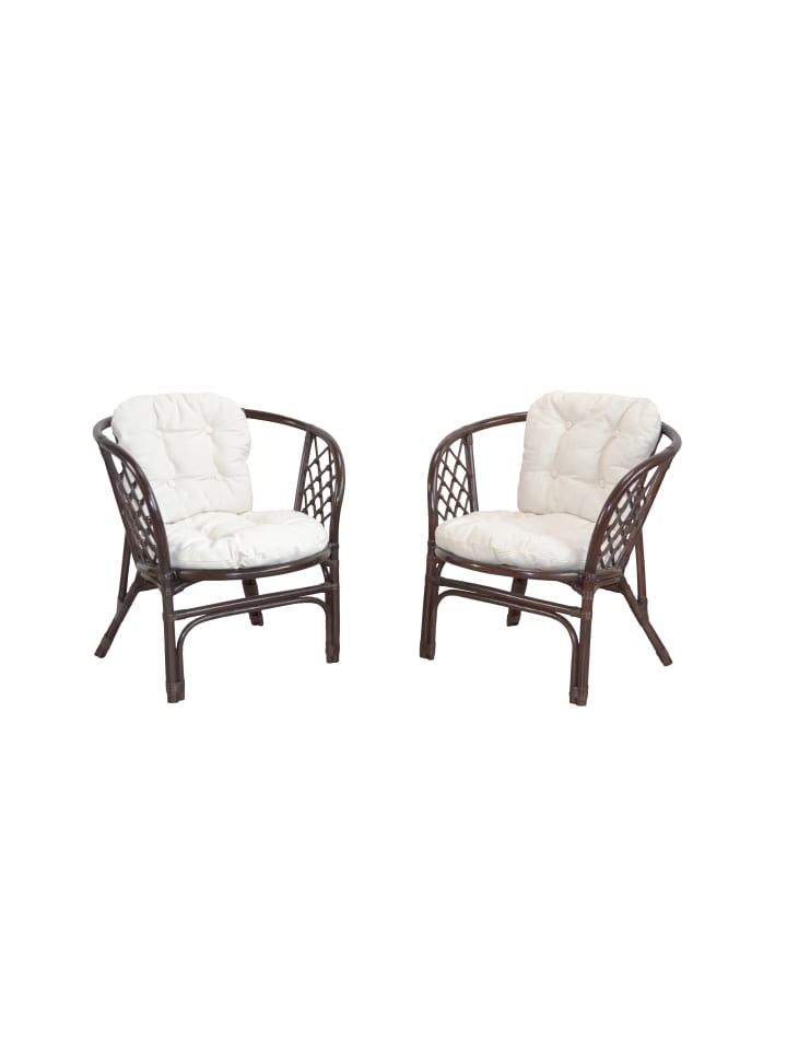 2er-Set Rattansessel mit Kissen Sonja in braun