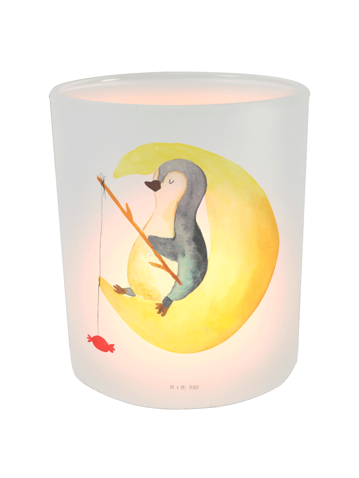 Kerzenhalter Pinguin Mond ohne Spruch in Transparent
