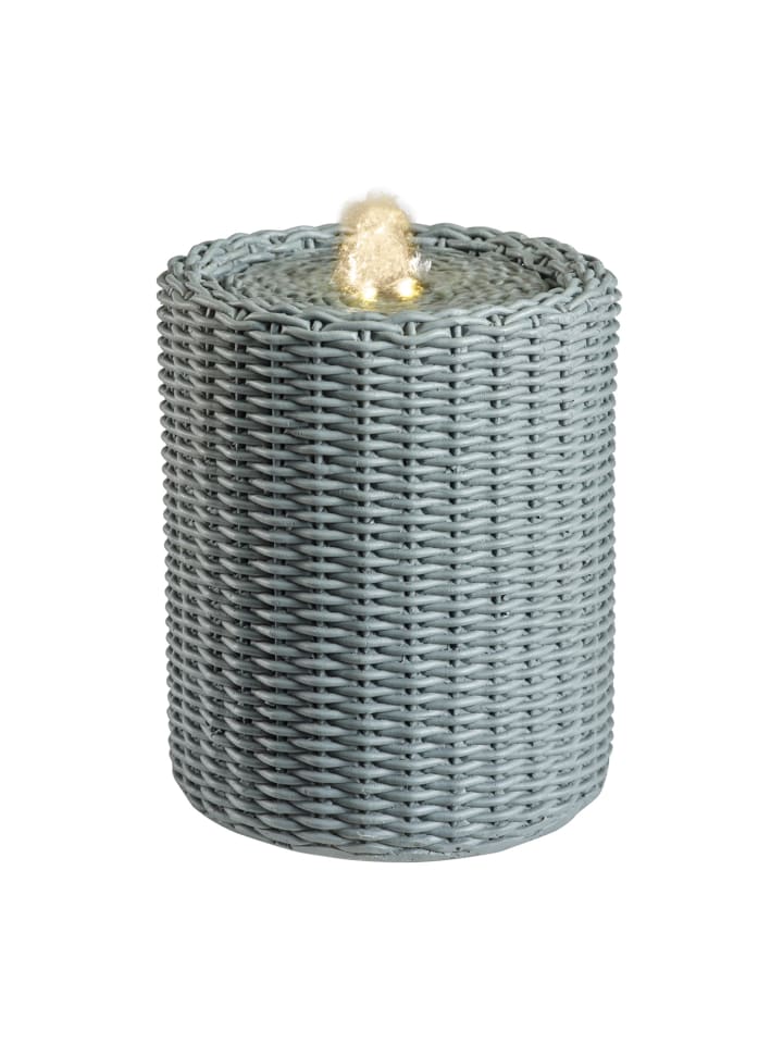 Zimmerbrunnen Rattan Korboptik in pastellgrün - H: 20cm