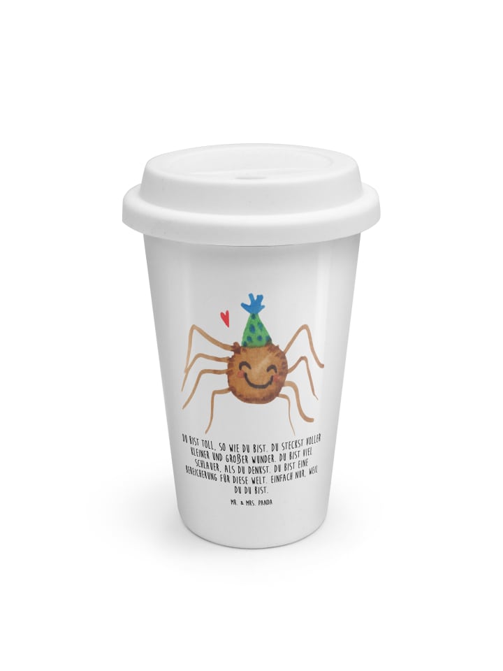 Coffee To Go Becher Spinne Agathe Party mit Spruch in Weiß