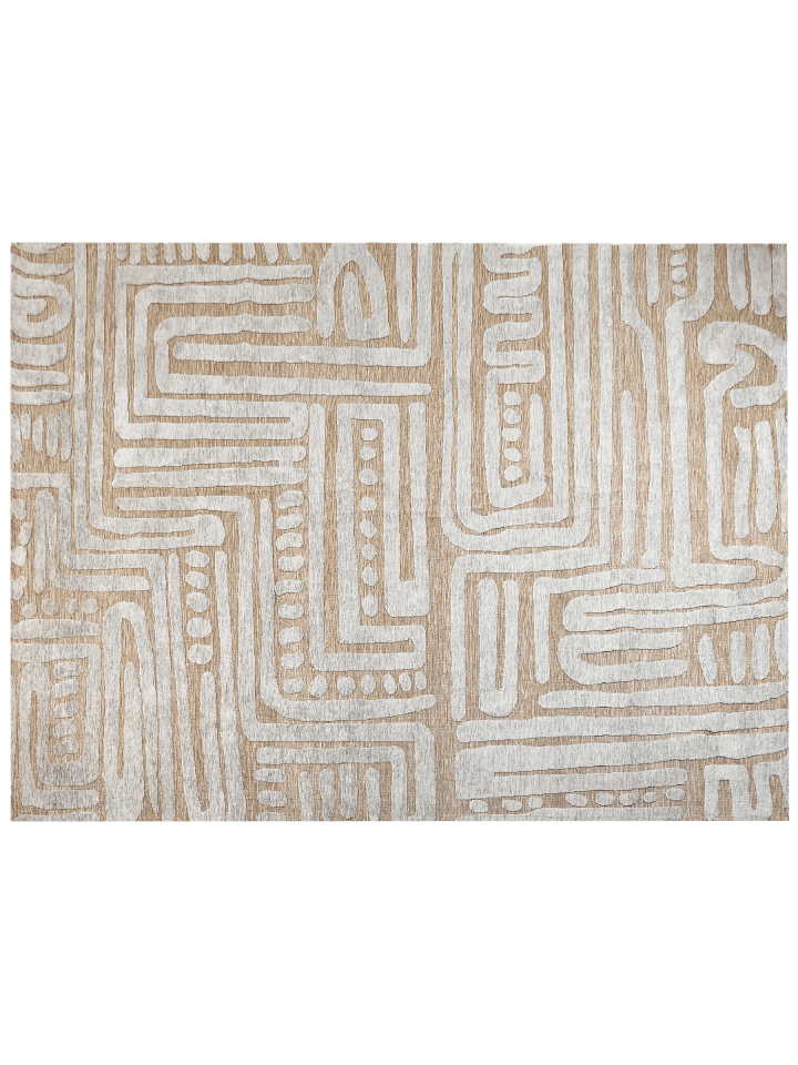 Kurzflor MANDAI in Beige/Grau - (W) 300 x (L) 400 cm