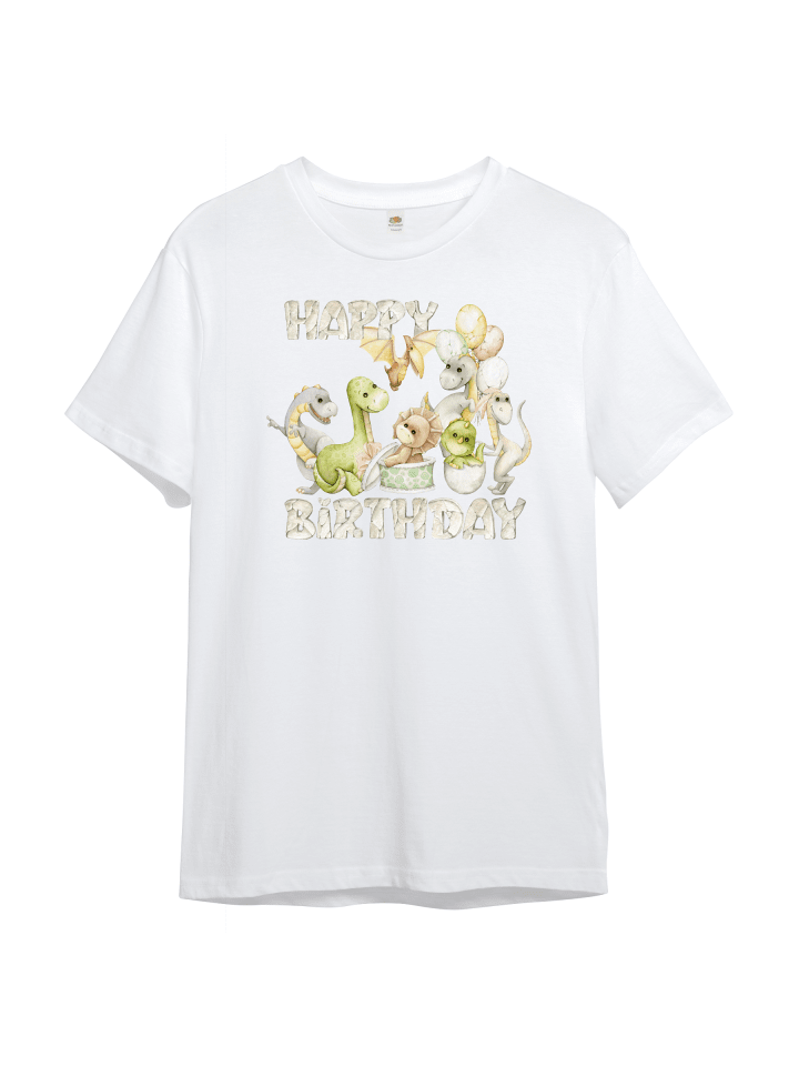 Kinder T-Shirt, Geburtstag Dinosaurier in Weiss