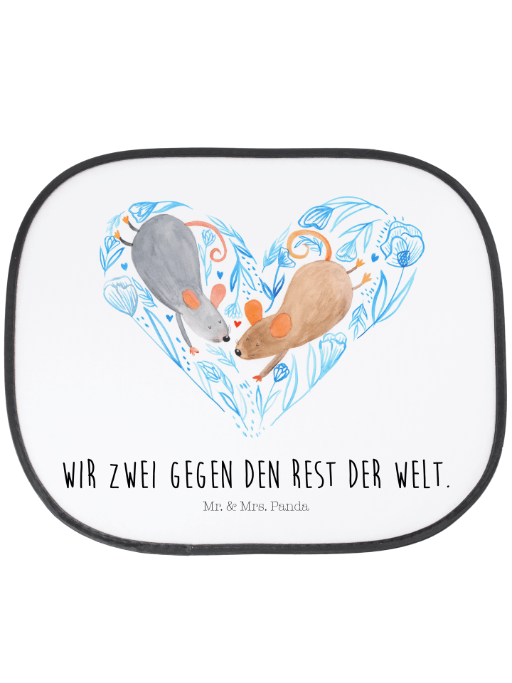 Sonnenblende Auto Mäuse Herz mit Spruch in Weiß