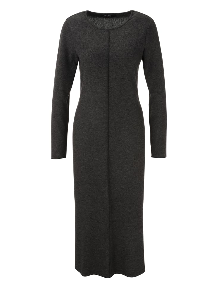 Midikleid in anthrazit-meliert