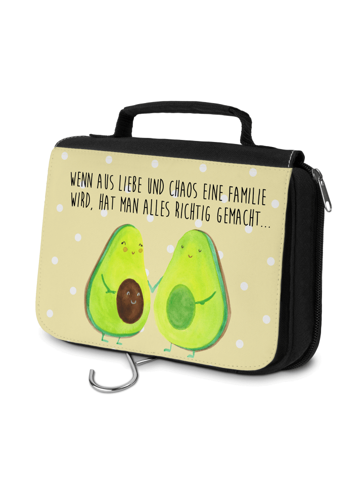 Kosmetiktäschchen Avocado Pärchen mit Spruch in Gelb Pastell
