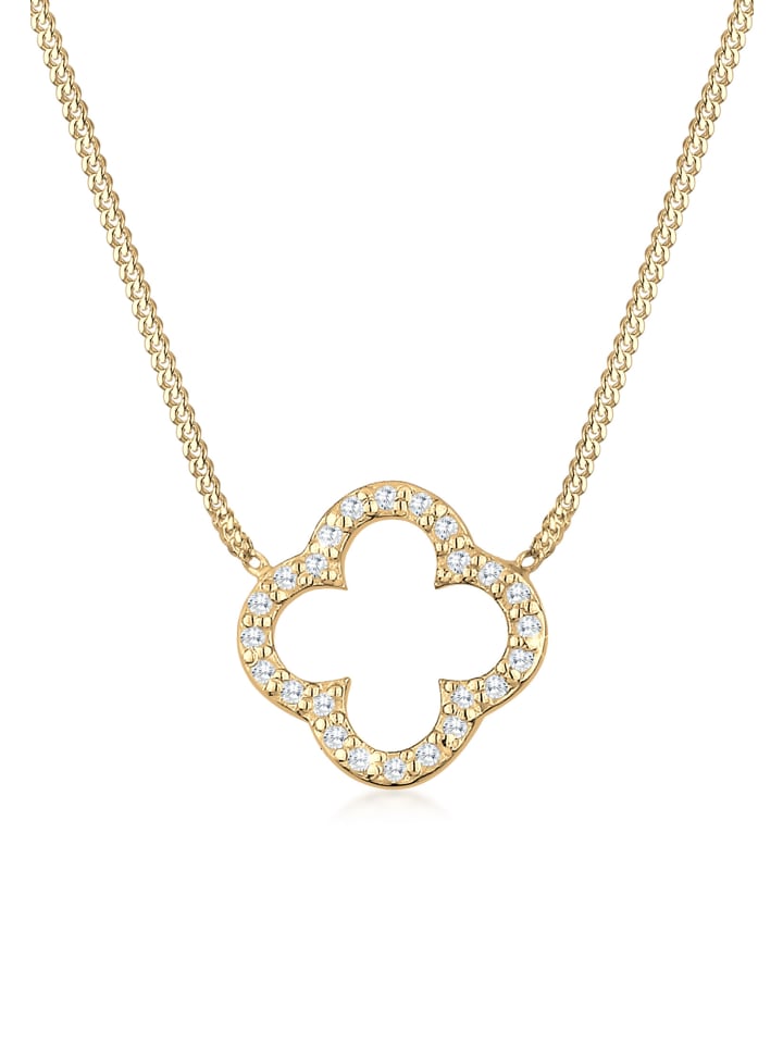 Halskette 925 Sterling Silber Kleeblatt in Gold