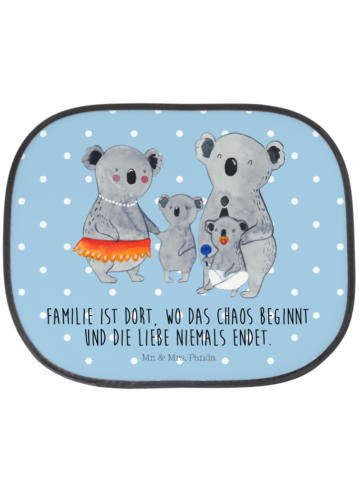 Autosonnenschutz Koala Familie mit Spruch in Blau Pastell