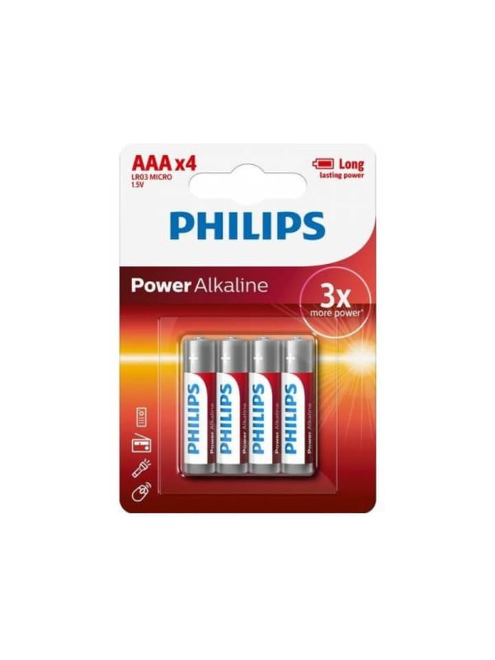 Philips Battery Power Alkaline AAA LR03 LR3 Power Alkaline 4 Stück