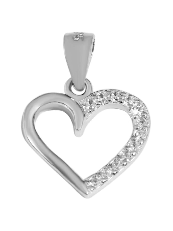 Damen Anhänger – Herzanhänger aus 925 Silber mit Zirkonia in silber