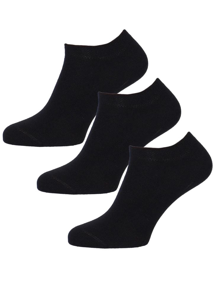 Baumwolle Sneaker-Socke 3-er Pack in schwarz
