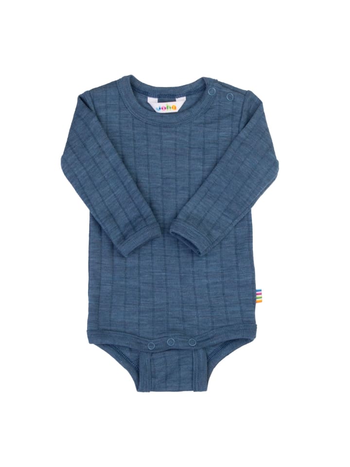 Merinowolle-Seide Langarmbody in blue melange