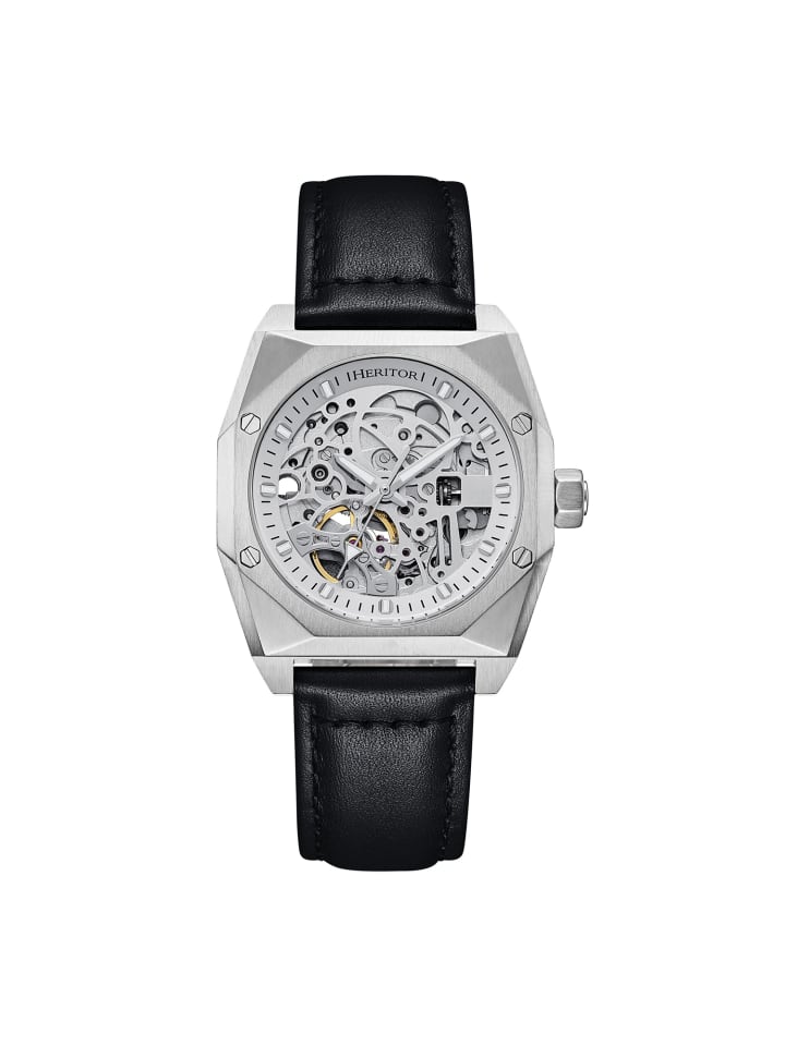 Elliott Lederarmbanduhr in Silver/White/Black