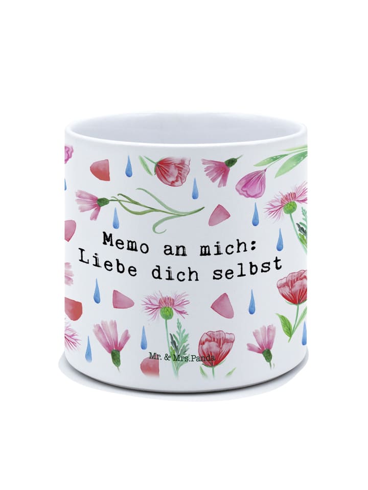 Blumentopf Keramik Memo an Mich Liebe dich selb... in Weiß
