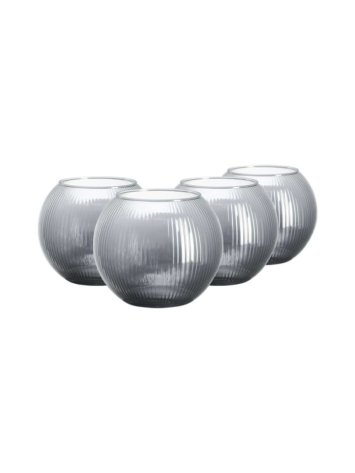 4er Set Windlichter Elysia in Silber ø 19 cm