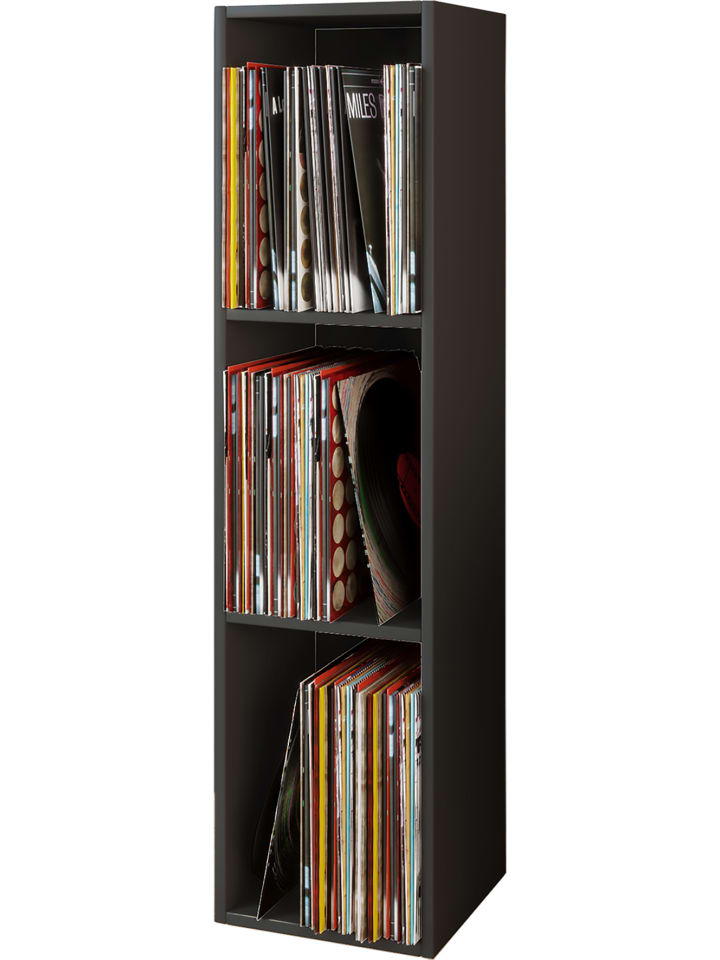 Holz Schallplatten LP Stand Regal Platto 3fach in Schwarz