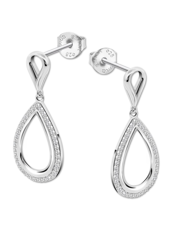 Ohrringe Silber 925 Sterling Silber Zirkoniastein Ohrhänger ca. 35mm