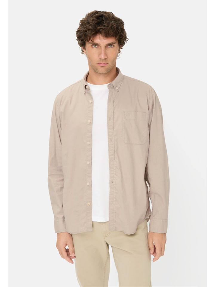 Langarm Hemd aus Leinen-Baumwoll-Mix in Beige