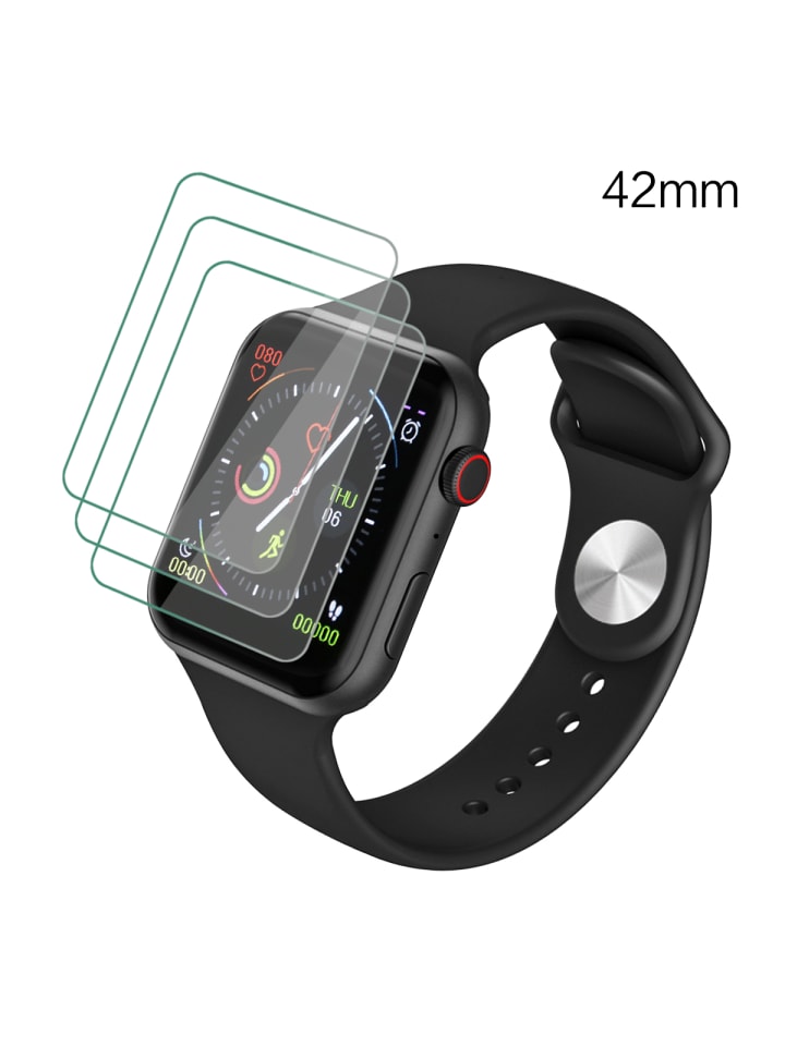 3er-Pack Schutzfolien für Apple Watch 42 mm in Transparent