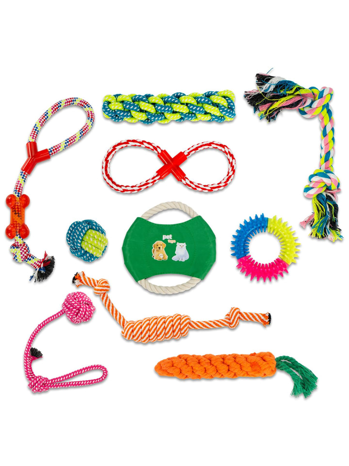 10er Set Hundespielzeug Kauspielzeug in Bunt