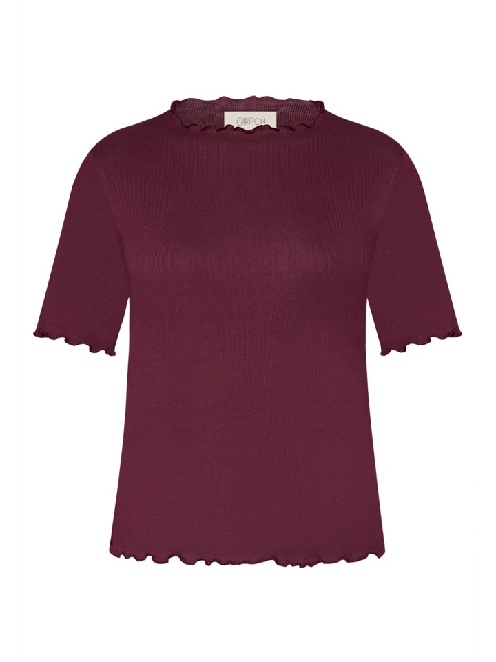 Halbarm-Shirt mit Kragen in Dark Aubergine