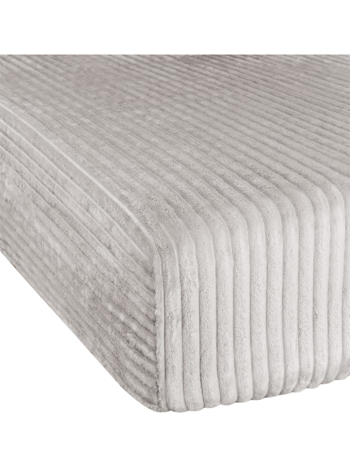 Spannbettlaken aus Streifen-Flanell Parana in Taupe