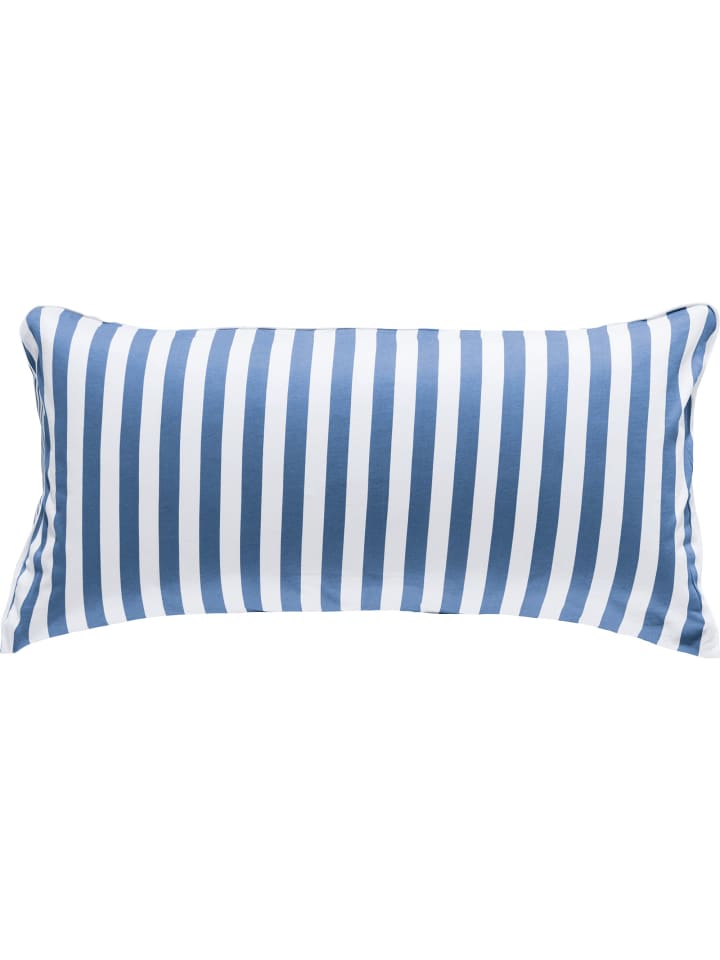 Mako-Satin Kissenbezug in blau-weiß