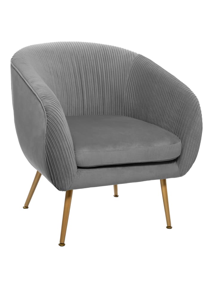 Velours Sessel SOLARO in Grau, 74 cm