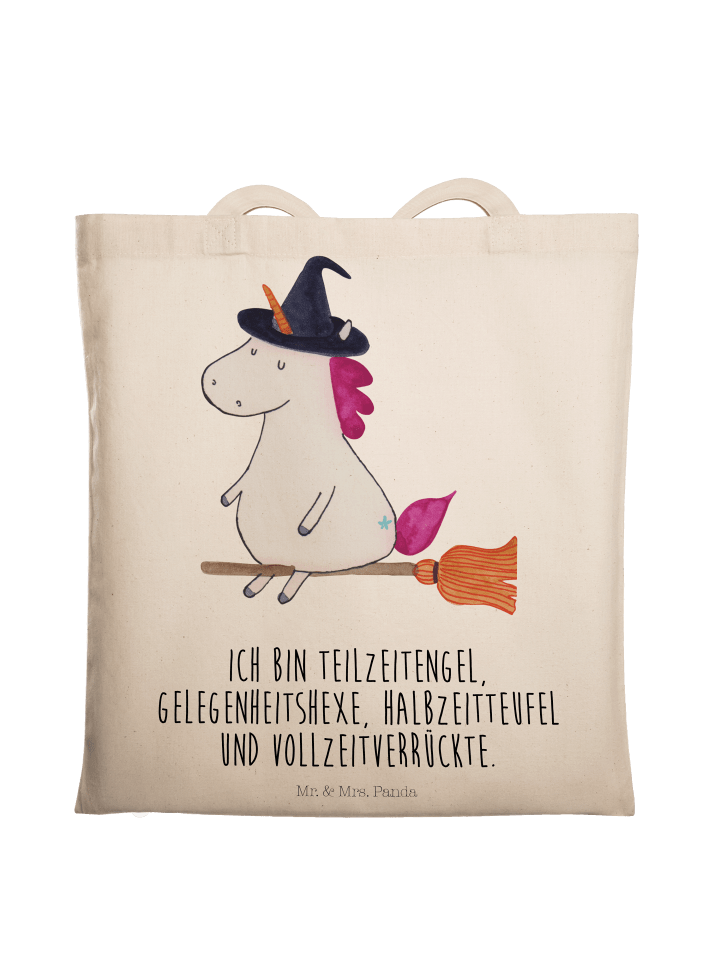 Tote Bag Einhorn Hexe mit Spruch in Creme