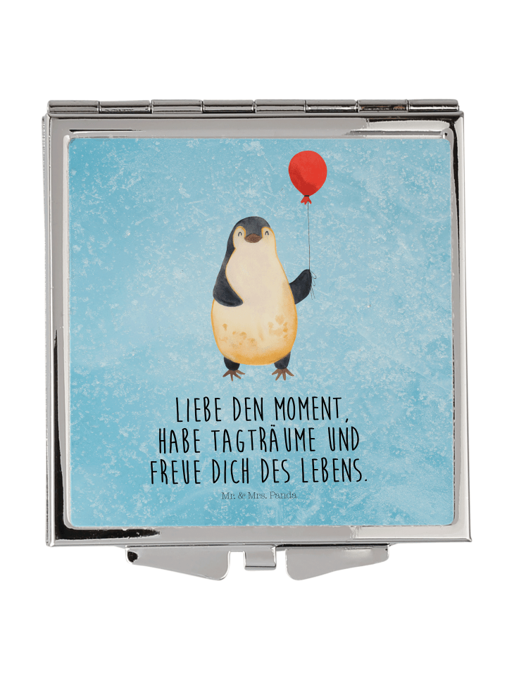 Frauenspiegel Pinguin Luftballon mit Spruch in Eisblau