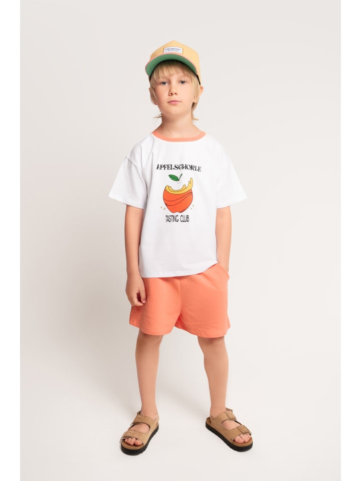 2-tlg. Outfit in Weiß / Pfirsich