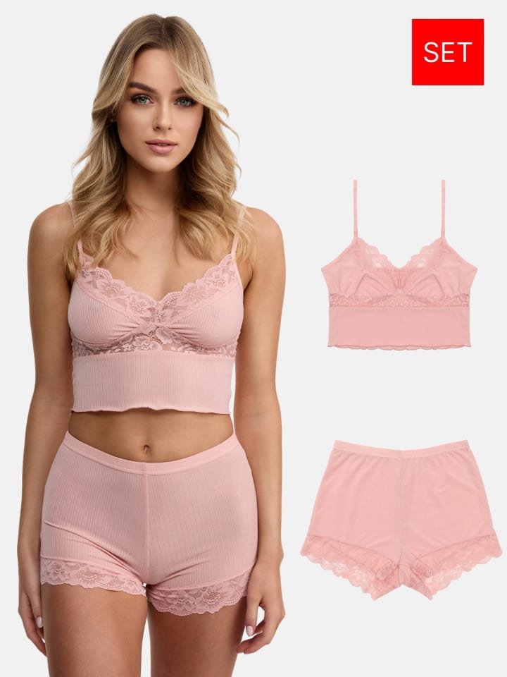 Nachtwäsche-Set "F921" - in Pink