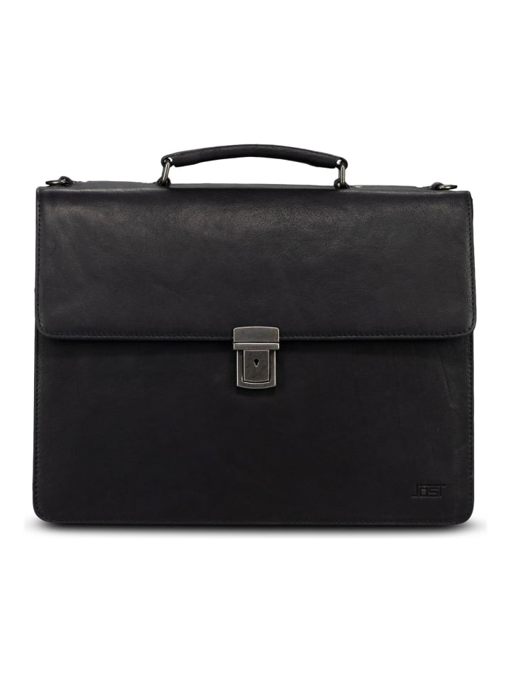 Glasgow Aktentasche RFID Schutz Leder 40 cm Laptopfach black