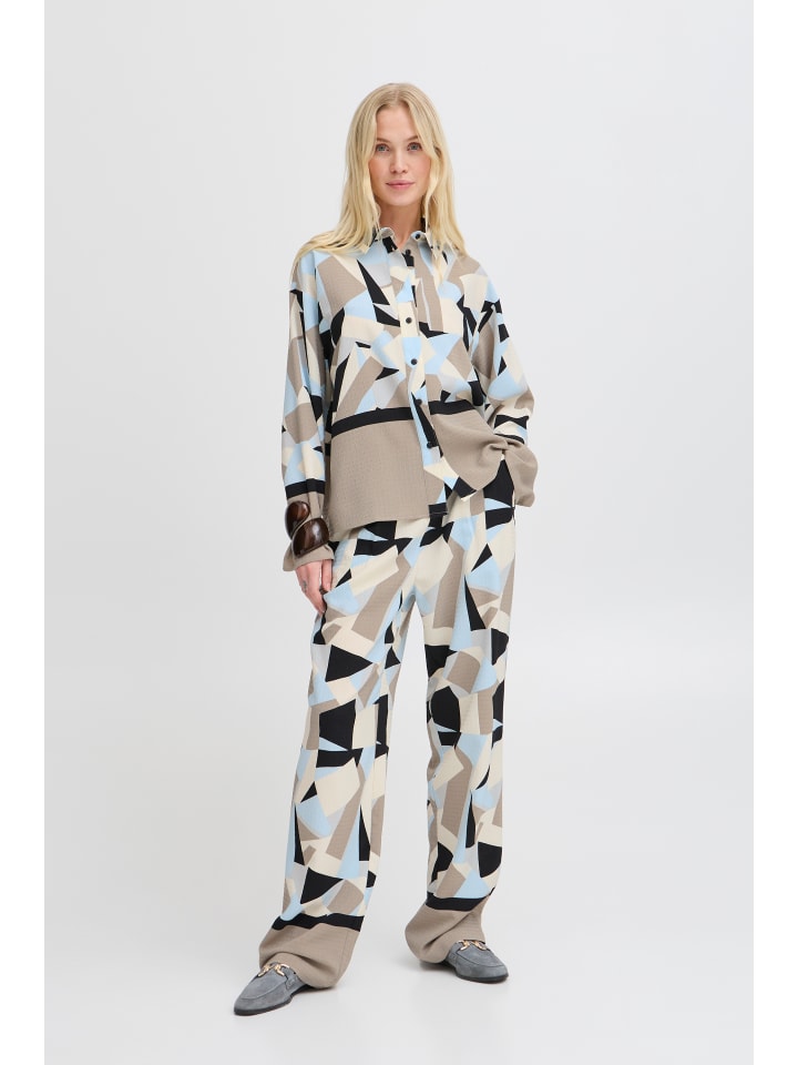 Langarm-Bluse BYFAVIA Loose fit in Humus Blocks