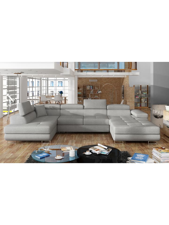 Rodri Recamiere Links in Grau - (L) 202 x (B) 345 x (H) 90 cm