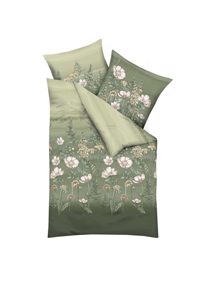 Bettwäsche Moody Floral in oliv