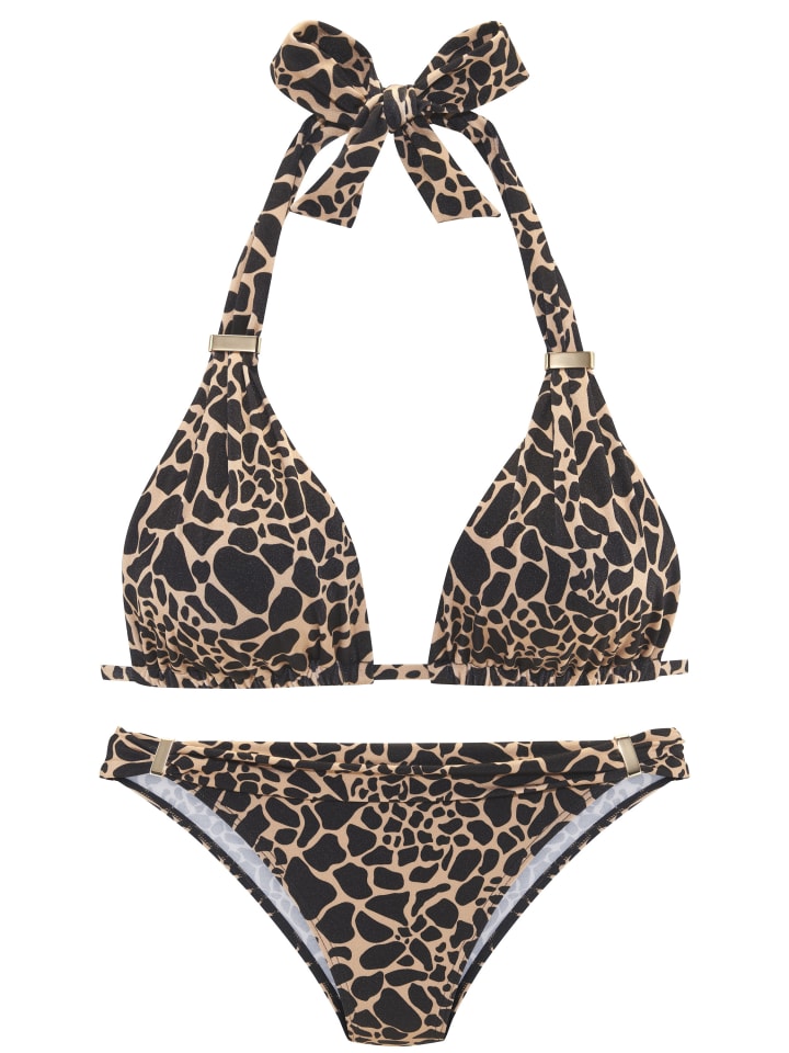 Triangel-Bikini in schwarz-gold