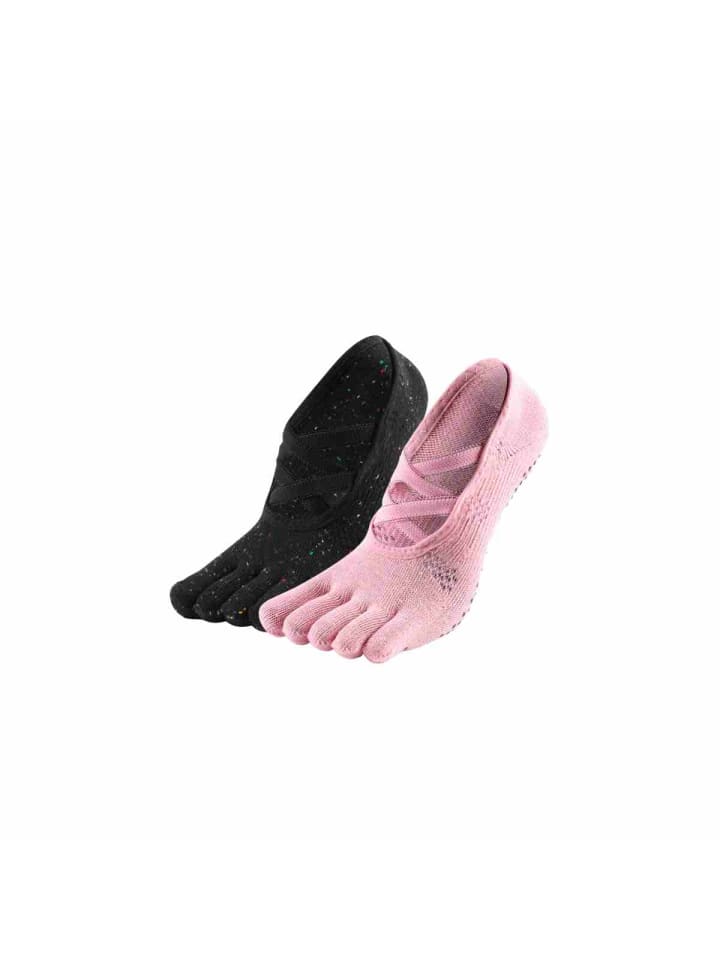 2er-Pack Ballett-/Yoga-Zehensocken mit X-Cross-Band-Farb-Mix