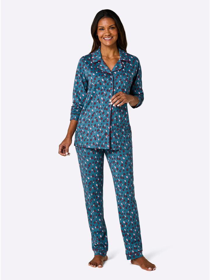 Pyjama in topas-dunkelrot-bedruckt