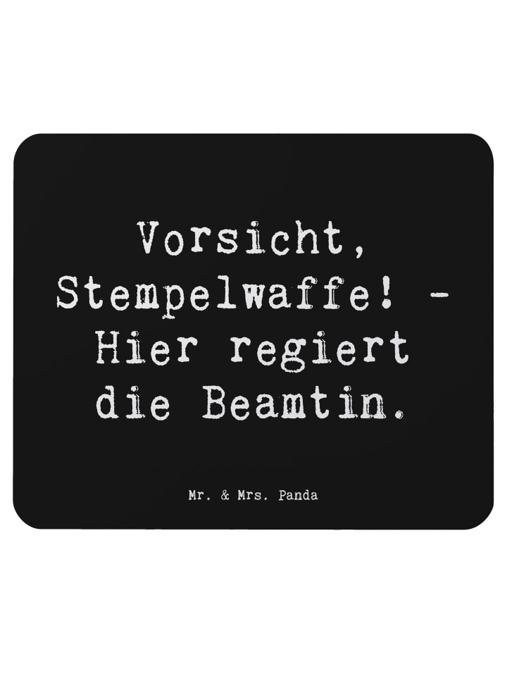 Maus Pad Spruch Beamtin Stempelwaffe mit Spruch in Schwarz