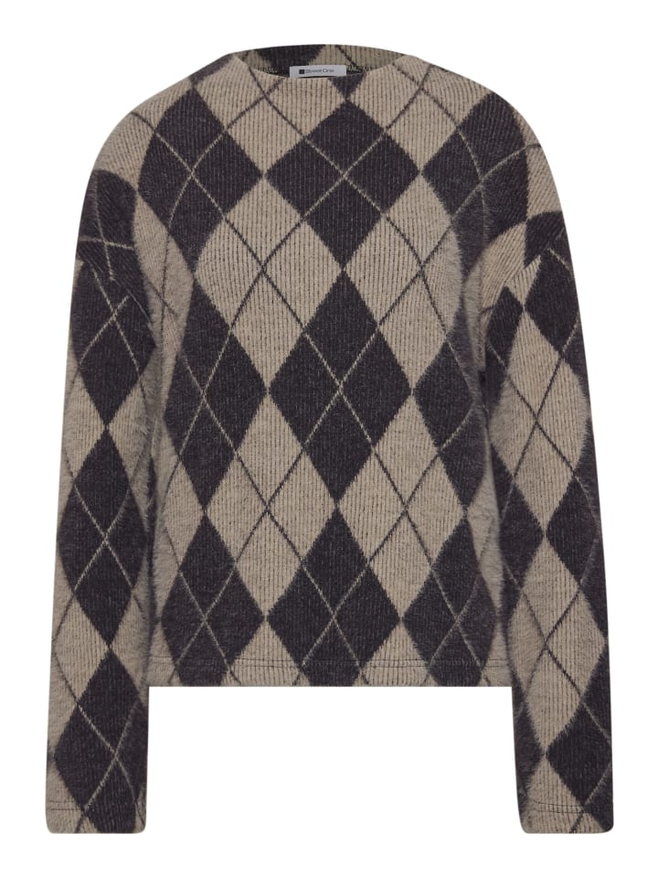 Flauschiger Pullover mit Stehkragen in Clay Sand