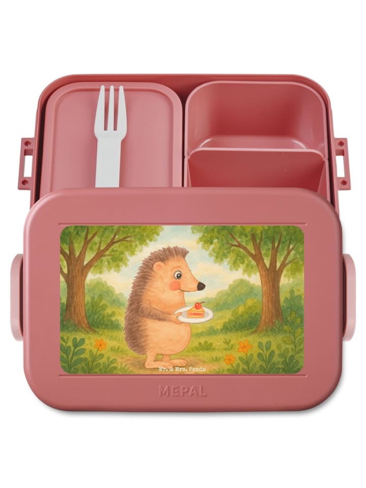 Lunchbox Igel Kuchenstück Design ohne Spruch in Rot Pastell