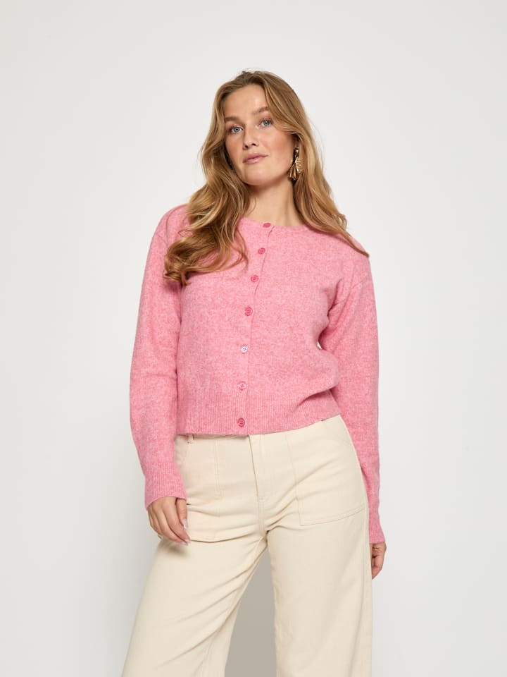 Strickjacke in Cashmere Rose Melange - Rosa